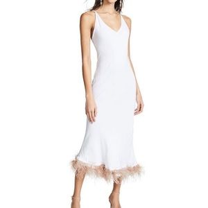 NWT Sleeper Milk Punch Slip Dress in White with feather trim